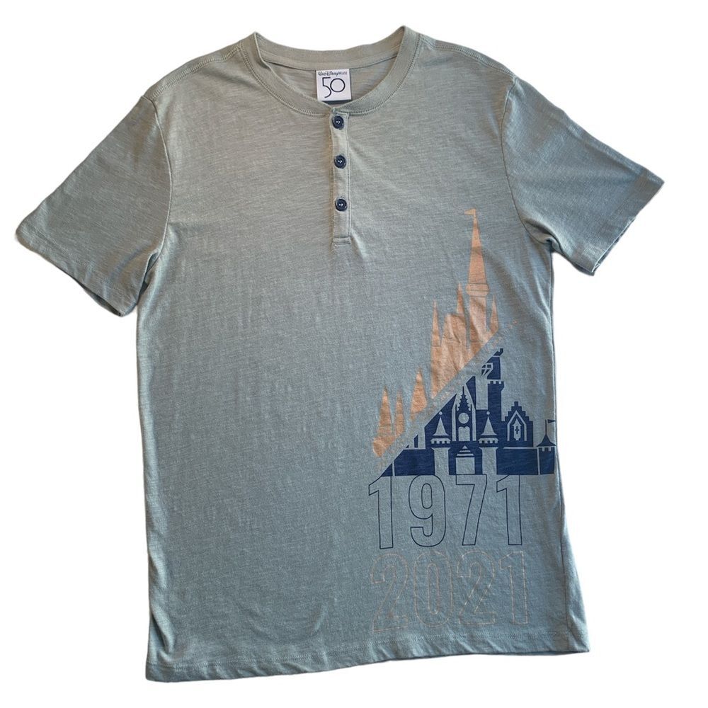 Walt Disney World 50th Anniversary Collection Oct 1st Grey Button Shirt Size M